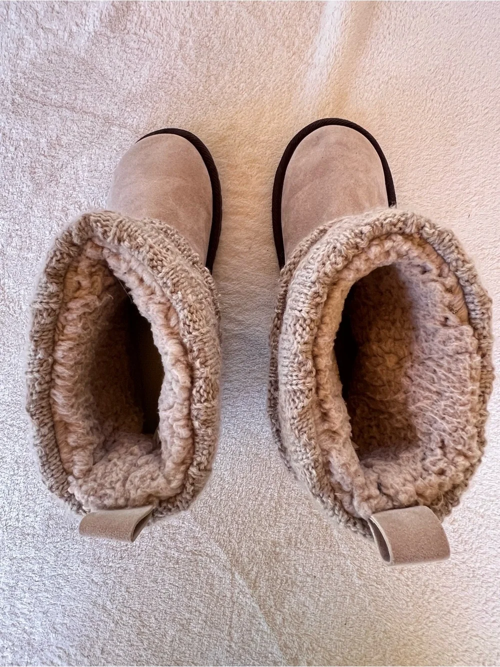 MUK LUKS Laurel Pull On Sherpa Winter Boots, Stone/Fairy Dust SIZE 7